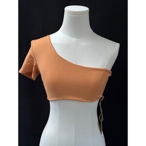 FP Toast Swim One Shoulder Crop Swim Top Sandstone Sz SM